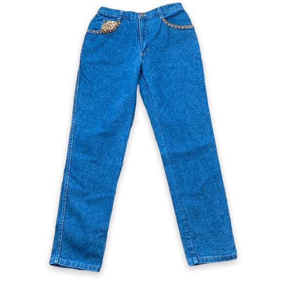 Vintage Cache Studded Leopard Pocket High Waisted Jeans 28 Inch Waist Statement - Picture 12 of 12